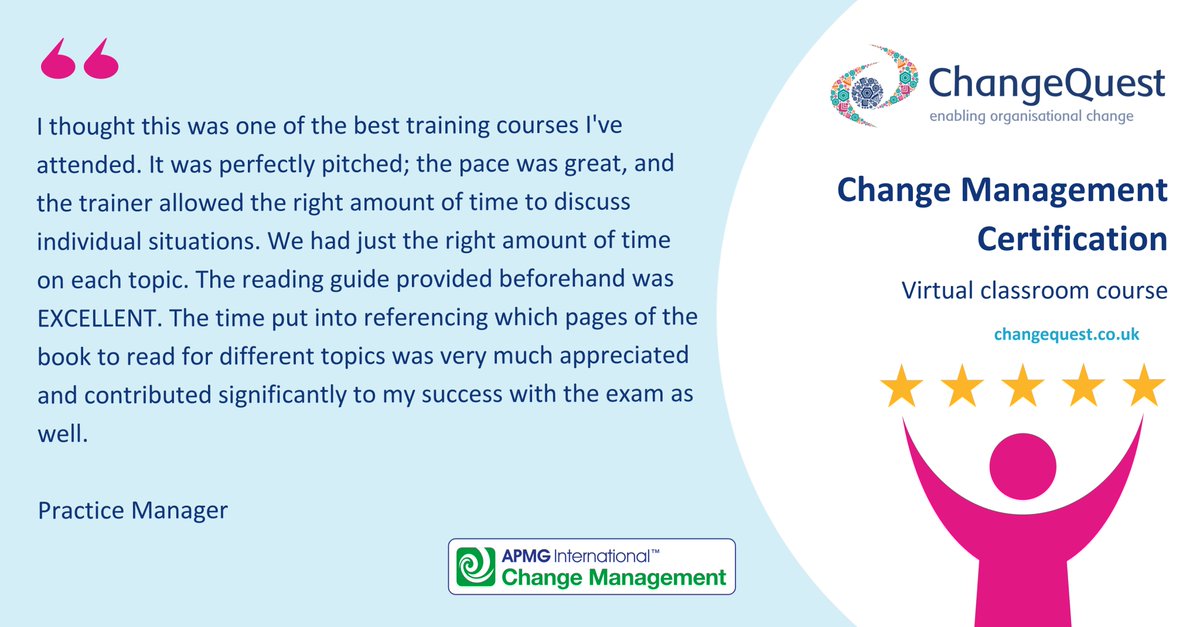 It's so rewarding to hear our training benefits others in their professional journeys. Thank you for the kind words and encouragement! <a href="/ranjit_sidhu/">Ranjit Sidhu</a>

Follow this link to register for our July Change Management Certification course changequest.co.uk/change-managem…

#APMG #ChangeManagement