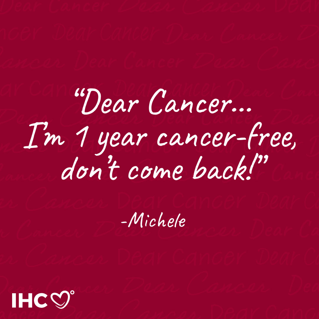 ihadcancer's tweet photo. What do you want to YELL at cancer today?
"Dear Cancer...I'm 1 year cancer-free, don't come back!" -Michele
#DearCancer #CancerCommunity https://t.co/GsSFOpbf3m