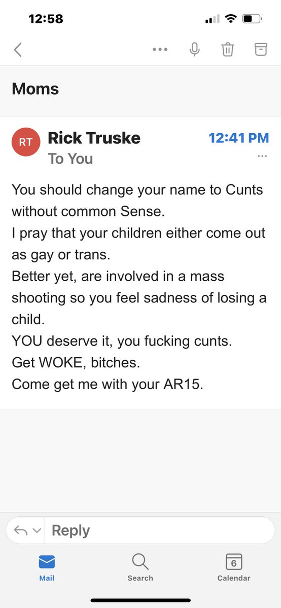 After our beautiful <a href="/Moms4Liberty/">Moms for Liberty</a> Summit our inboxes are filled with vile trash.  Rick, I will not ever respond to your email but I will share it here for all to see because it’s important to shine light in very dark places.