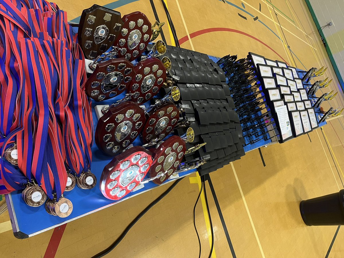 All set up for the Main Event - The Sports Celebration Evening. Excited to welcome pupils, parents, coaches, leaders @ staff from our community plus special guest <a href="/HitmanHodgson/">Tommy Hodgson</a>. Ex pupil &amp; <a href="/GiantsWRL/">Huddersfield Giants Women</a> star Lucy Burwood will co-present. Going to be a brilliant evening #FitForLife