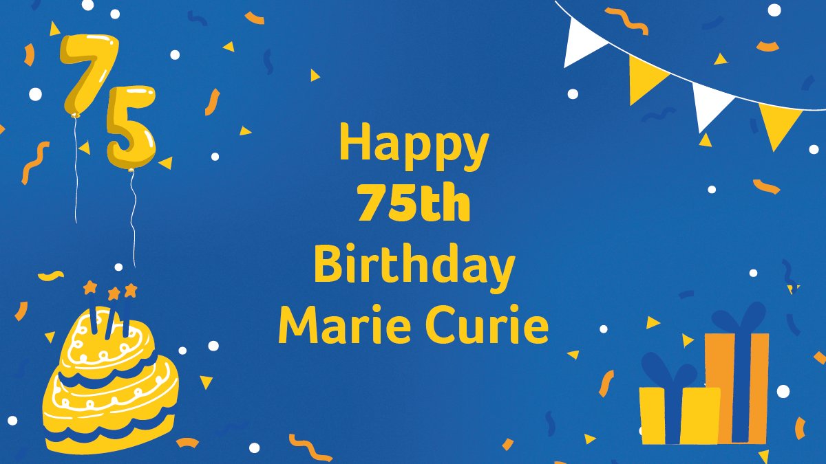 Marie Curie has been there for millions of people affected by terminal illness over the past 75 years, but we couldn't do it without your help.

Please share to show your support 💛 

#MarieCurie75