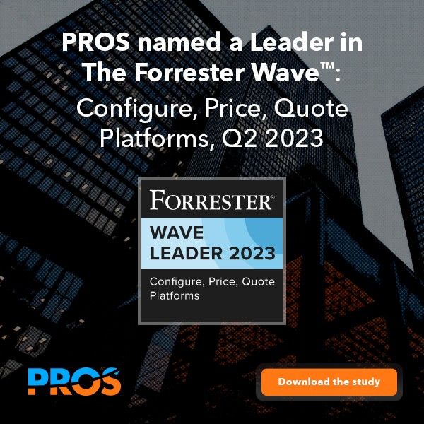 Forrester's evaluation of the 14 most significant providers in CPQ recognized PROS as a Leader. 

Step into the future with us. Download the @Forrester Wave™ today: ms.spr.ly/6014gxaYm

#AleaderWithInnovation #ForresterWave