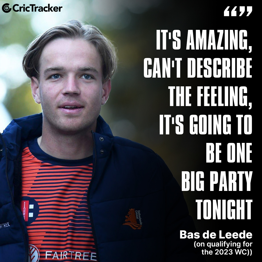 Bas de Leede after the Netherlands qualifies for ODI World Cup in India.

#CricTracker #BasdeLeede #CWC23Qualifiers