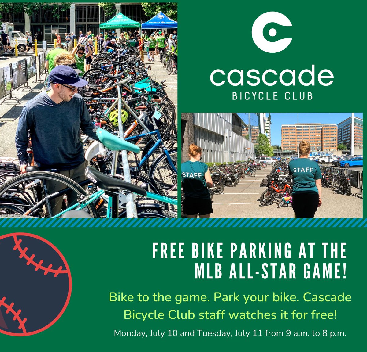 Bike to the MLB All-Star events next Monday/Tuesday  - we'll watch your bike for you, for FREE!