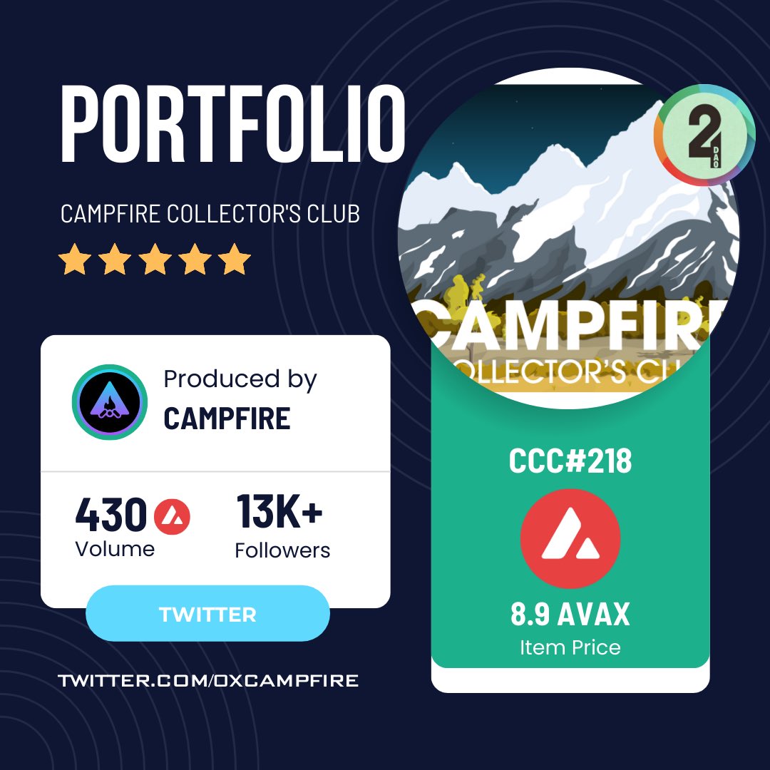 0x24Dao's tweet photo. We continue to show you our portfolio. Welcome to the Campfire Collector's Club.

Why did we choose CCC NFTs?

There are multiple reasons for that, but let's mention the main ones. 👇🏼 https://t.co/2jYRuBG778