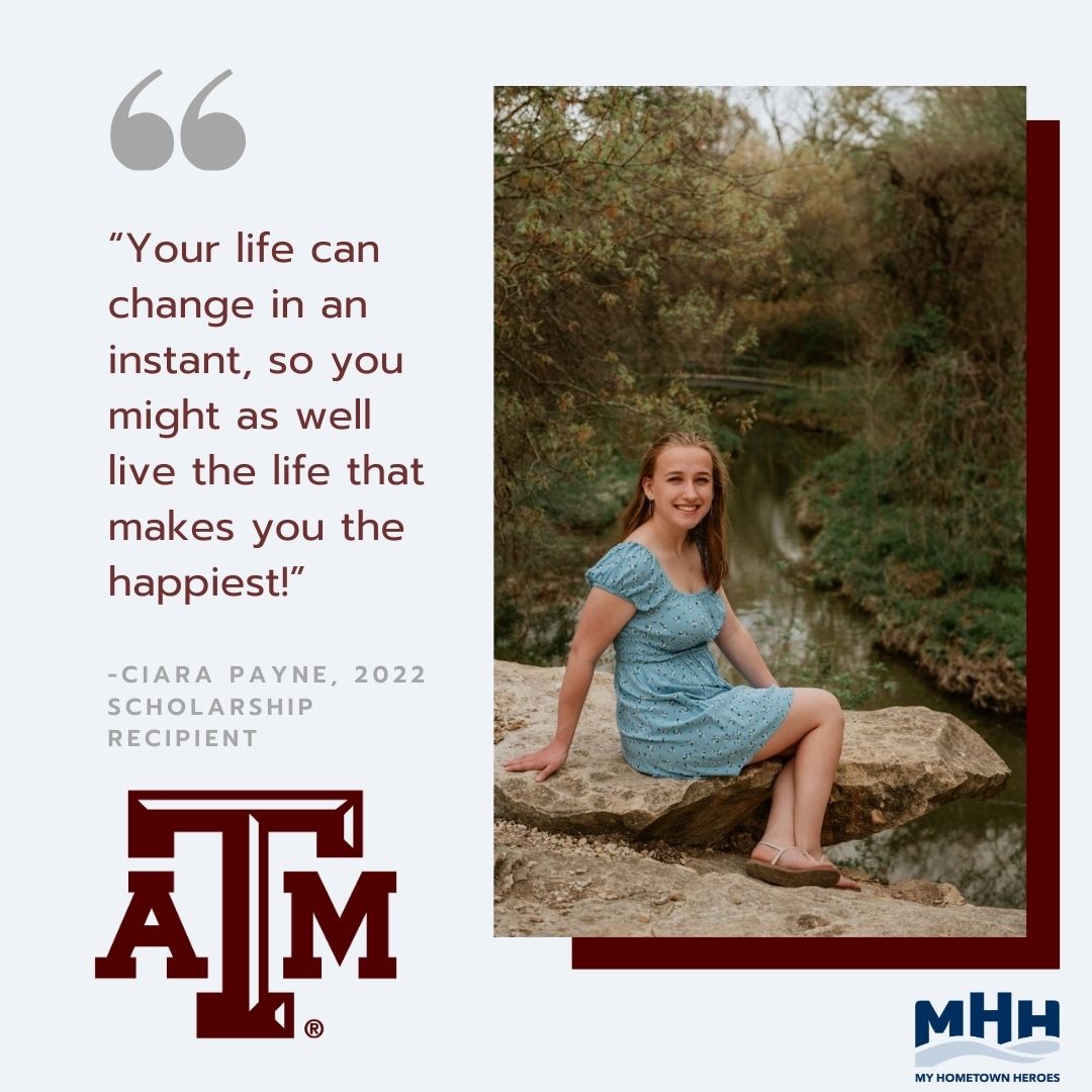 MyHHInc's tweet photo. Congrats to 2022 recipient Ciara Payne! A leukemia survivor, Ciara is now studying molecular and cellular biology at Texas A&amp;M.

Ciara hopes to do lab research for her career.

She also loves movies and art, and she is an advocate for suicide prevention.

Way to go, Ciara! #win https://t.co/K2b0olid3I