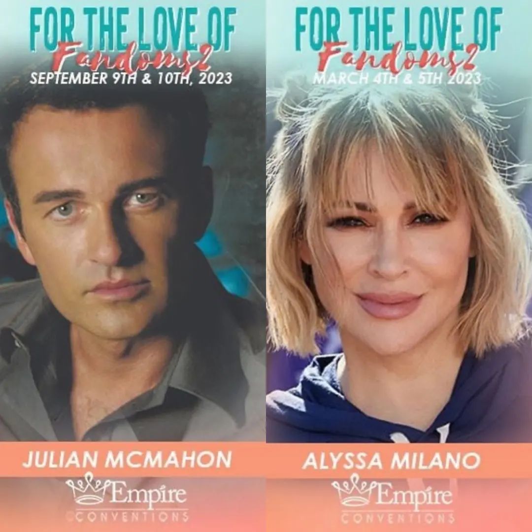 soon the meeting of the legendary couple from the series #charmed with <a href="/Alyssa_Milano/">Alyssa Milano</a> and <a href="/julianmcmahannn/">Julian McMahan</a> for the first time in Paris thanks to <a href="/EmpireConv/">Empire Conventions</a> 💗💙🤍❤
