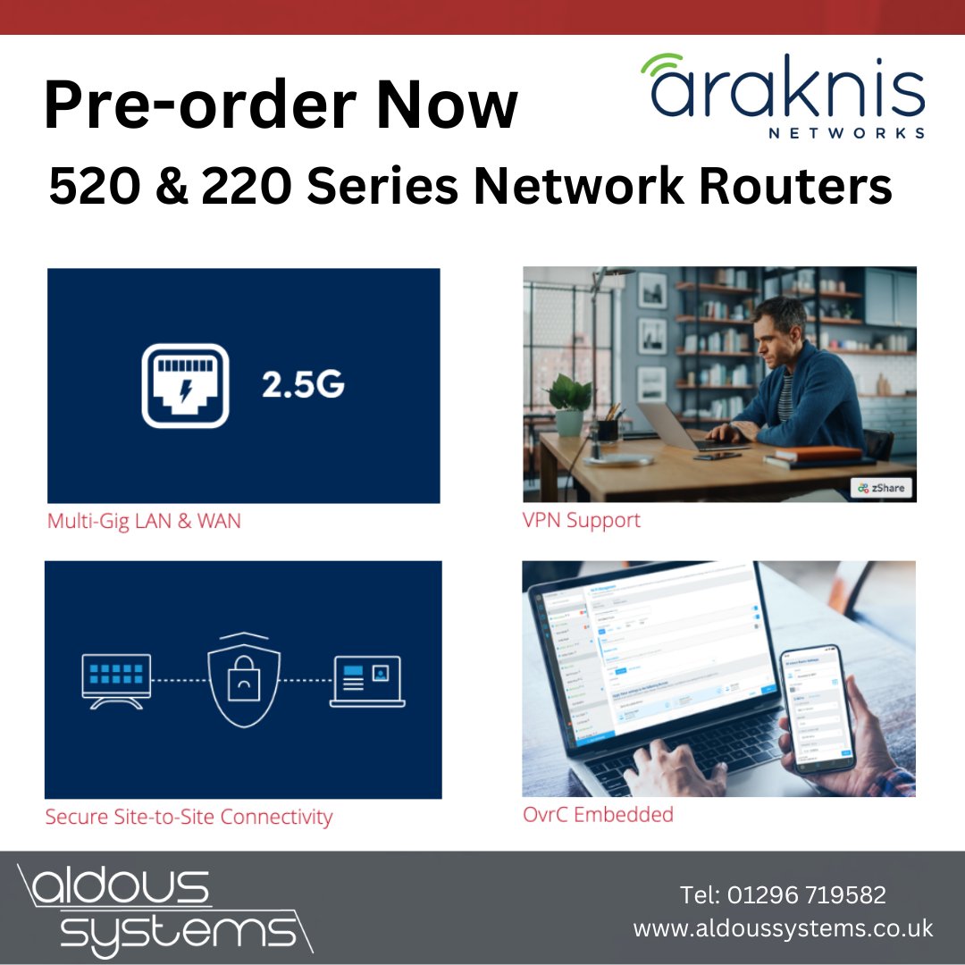 aldoussystems's tweet photo. Latest Routers from Araknis Networks - Single or Dual WAN, Multi-Gig WAN &amp; LAN, OvrC Pro built in for complete remote management and monitoring.   

pre-order now from Aldous Systems - https://t.co/tGAhkBiJtR 

#araknis #datanetwork #networkrouter #ovrc #managedservices https://t.co/g9J1EdtUeZ