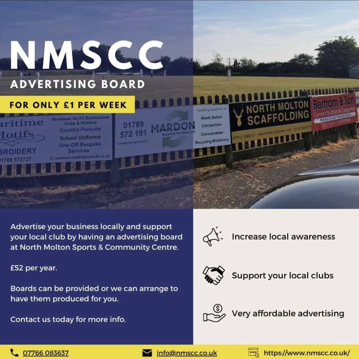 Want a sponsor board with us at NMSC ? fantastic opportunity at our sports club to advertise your company/business 

Find out all the info below ⬇️⬇️⬇️