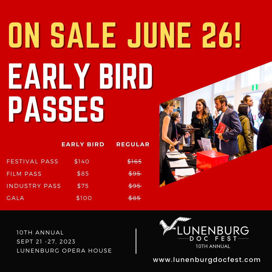 The early bird gets the worm! Enjoy Early Bird pricing until AUGUST 8, 2023!

There will be something for everyone at the 10th annual Doc Fest!

See the link in bio for more details.