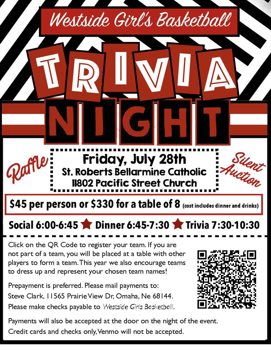 2031JrWarriors's tweet photo. Don’t miss out on a great night! Support the Westside Girls Basketball Program while testing your knowledge. Get a table today!!! @JrWarriorBB https://t.co/qJOimLzMC2