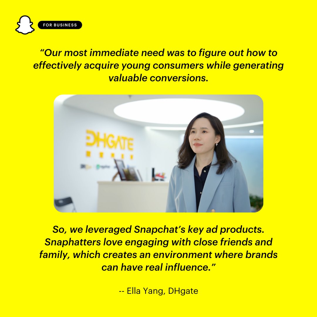 DHgate saw incredible business results after partnering with Snapchat and leveraging our key ad formats. Learn more about DHgate’s success 👉 forbusiness.snapchat.com/inspiration/dh…