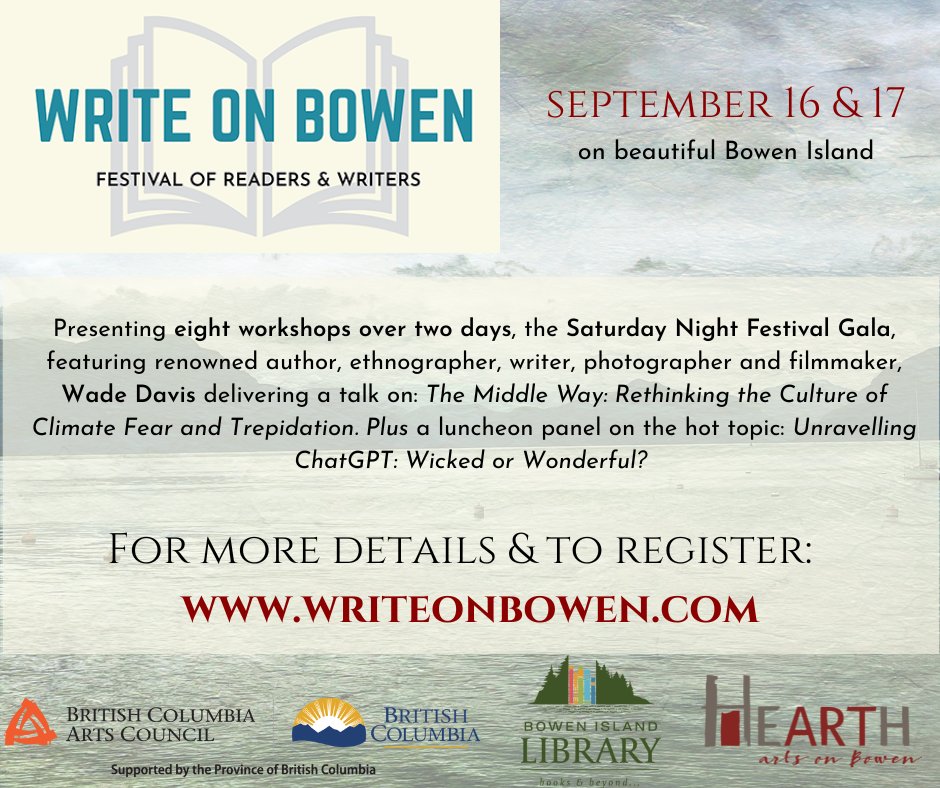 Early bird registration has now opened for Write on Bowen 2023! 
For more information and up-to-the-minute details, please visit writeonbowen.com

#bcwriters #writingcommunity