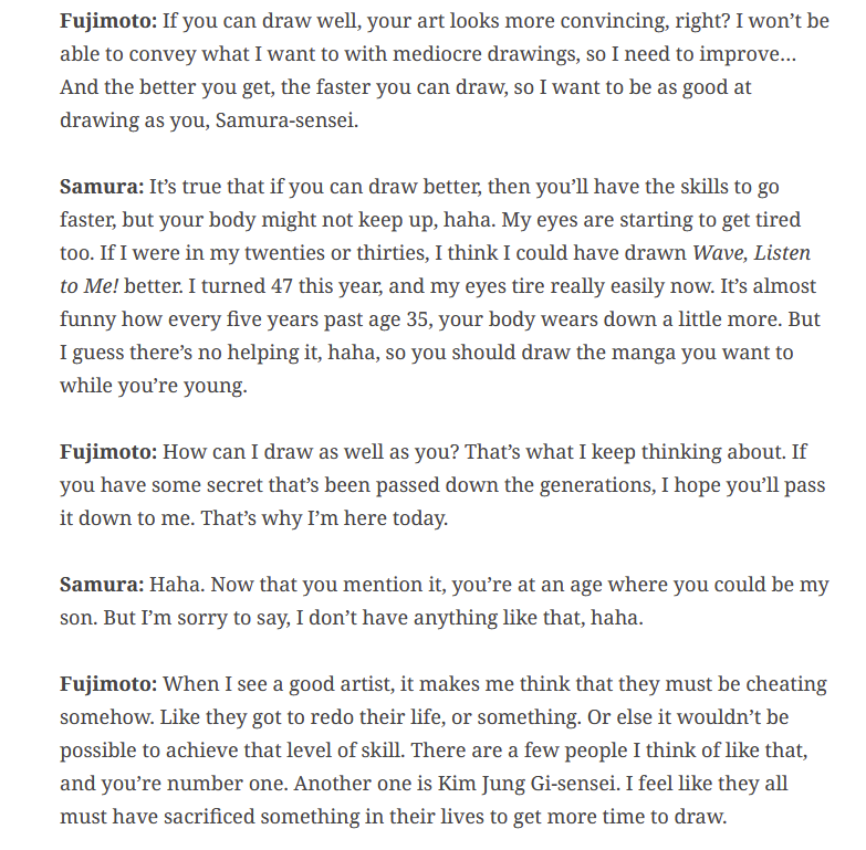 XKattaDraws's tweet photo. Reading Fujimotos frustrations is really interesting.

I can only recommend to read this interview, there's a lot of good stuff in here https://t.co/PoC8PDCOip