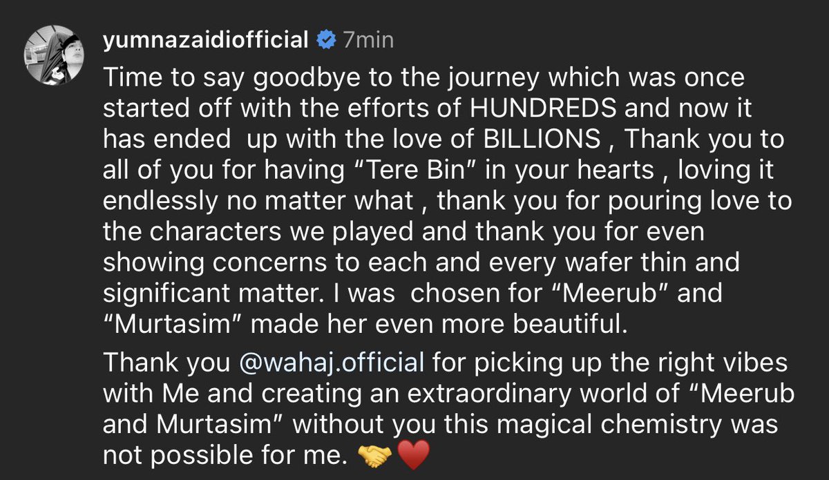Noor011301's tweet photo. Thank You from the bottom of our hearts, Yumna &amp; Wahaj.
No one, but you could’ve ACED the roles of “Murtasim” &amp; “Meerab” respectively. You two have raised the bar too high. 
Here’s to more success, so proud of you!♥️

#TereBin • #WahajAli • #YumnaZaidi https://t.co/UIlZ8GBKjD