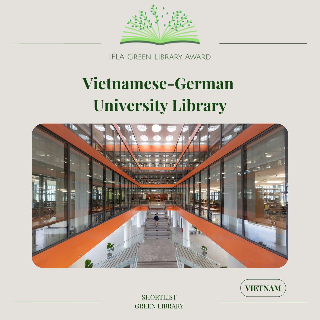 IflaENSULIB's tweet photo. Among the Top Six of the #IFLAGreenLibraryAward 2023: The Vietnamese-German University Library (VGU), which is committed to raising #SDG awareness locally and internationally. 

Take a virtual #library tour here: https://t.co/eIv1h8VQU9

#iflaglobal #iflaensulib #greenlibrary https://t.co/rLHbLqqlyR
