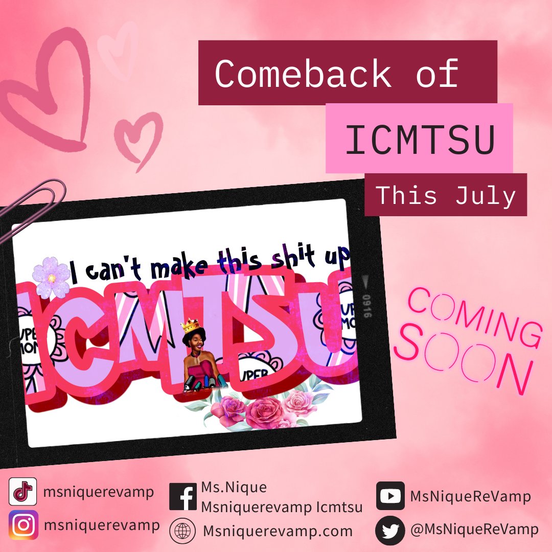 MsNiqueReVamp's tweet photo. The wait is finally over as I Can't Make This Sh_t Up make its triumphant return this July! Buckle up and prepare to be amazed! π€©π₯Follow and Subscribe to my Youtube channel for more! https://t.co/06bpsay6PE #ICMTSU #msnique #breakingnews #influencer #contentcreator #comeback https://t.co/gSKarFDhqs