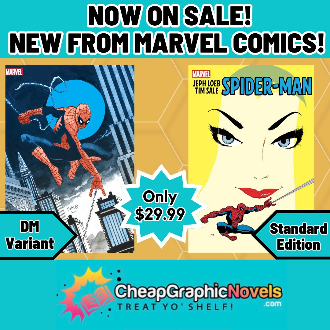 CheapGN's tweet photo. NOW ON SALE! 

Spider-Man by Loeb and Sale Gallery Edition collecting the hit Spider-Man Blue mini-series! 

Direct links below:

#comics #comicbooks #graphicnovels #omnibus 

#marvel #marvelcomics #spiderman #spidermanblue #spidermancomics #jephloeb #timsale #timsaleart https://t.co/kEY0GNApJo
