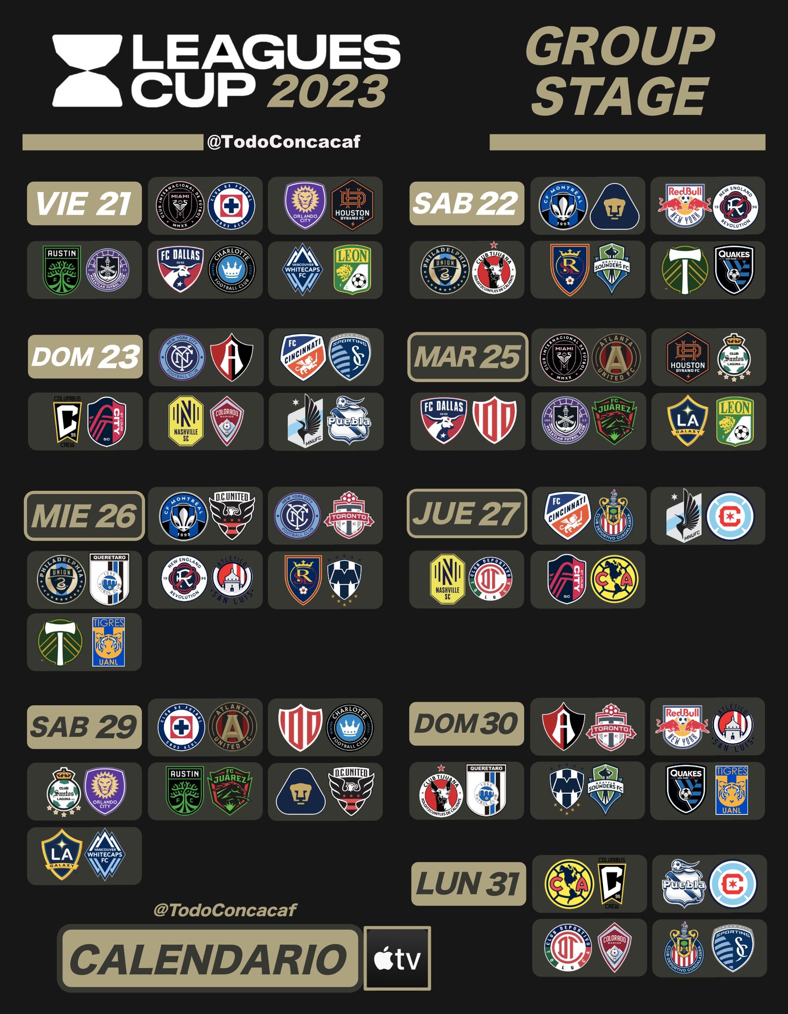CONCACAF Zone on Twitter "🏆Leagues Cup 2023 🗓️ ScheduleGroup Stage