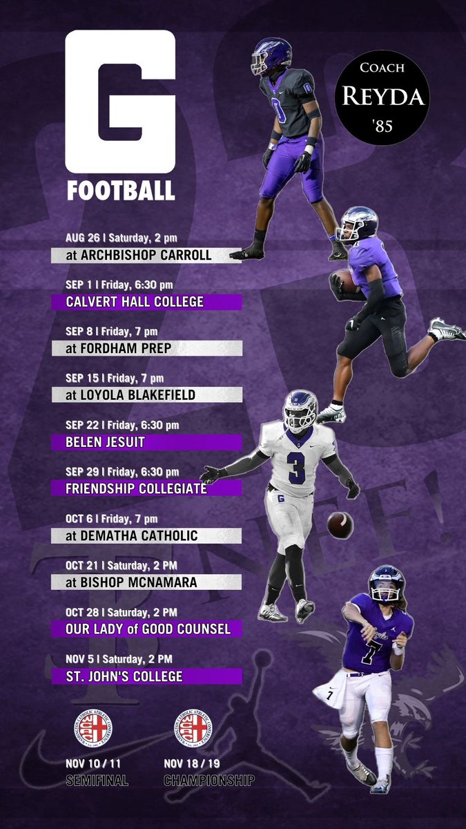 GonzagaTDC's tweet photo. …In our 135th season, the 2023 Gonzaga College High School Eagle Football Team is committed to competing the Joe Reyda way! 

Gonzaga Football is forever grateful.”
-Coach T

#HailGonzaga #PurpleIsForever🦅💜 #FlyHighCoachReyda #AMDG https://t.co/YFgudiC8fZ