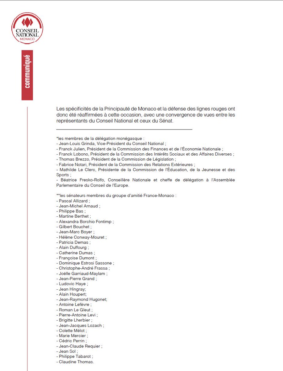 Conseil National (@conseilnatmc) on Twitter photo Le Conseil National en délégation au Sénat.
#France #Monaco
<a href="/Dominiq_Estrosi/">Dominique Estrosi-Sassone</a> <a href="/gerard_larcher/">Gérard Larcher</a> Le Conseil National en délégation au Sénat.
#France #Monaco
<a href="/Dominiq_Estrosi/">Dominique Estrosi-Sassone</a> <a href="/gerard_larcher/">Gérard Larcher</a>