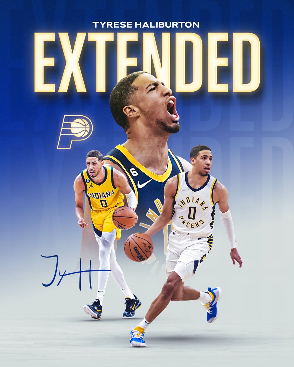 Pacers's tweet photo. EXTENDED.

we have signed All-Star guard Tyrese Haliburton to a contract extension.

🔗 https://t.co/Oij3ANKqbF https://t.co/PUa4GfaGw7