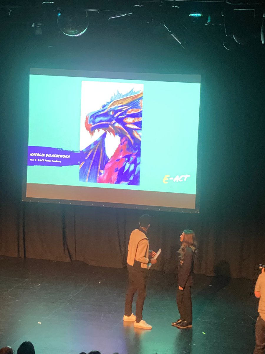 TheParkerEACT's tweet photo. Y9 student Natalia was presented with an artwork award today by Tom Campbell, CEO of E-ACT, at the National Celebration Event.
@RhysStephenson1 CBBC Presenter, who hosted the awards. #parkerpride @EducationEACT @DxGusher https://t.co/iWRSZsvq1n