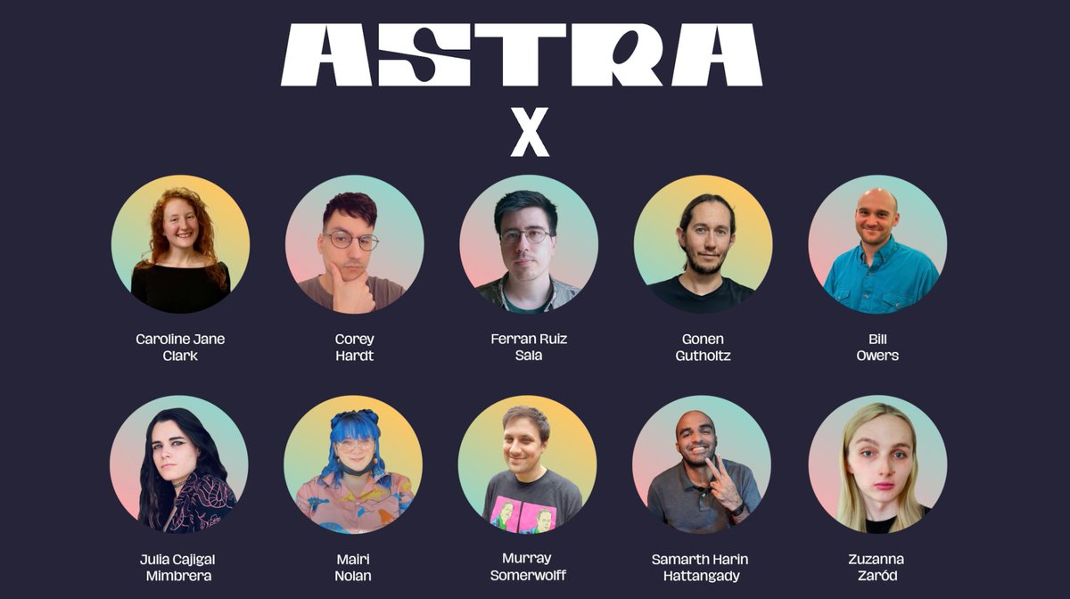 Meet the new Astra Fellowship cohort, a group of amazing #ThinkyGame designers who received the Fellowship grant! Follow the link below to learn more about them!

▶️astragames.org/fellowship/fel…

#gamedev #gamedesign #indiedev #gamedevelopment