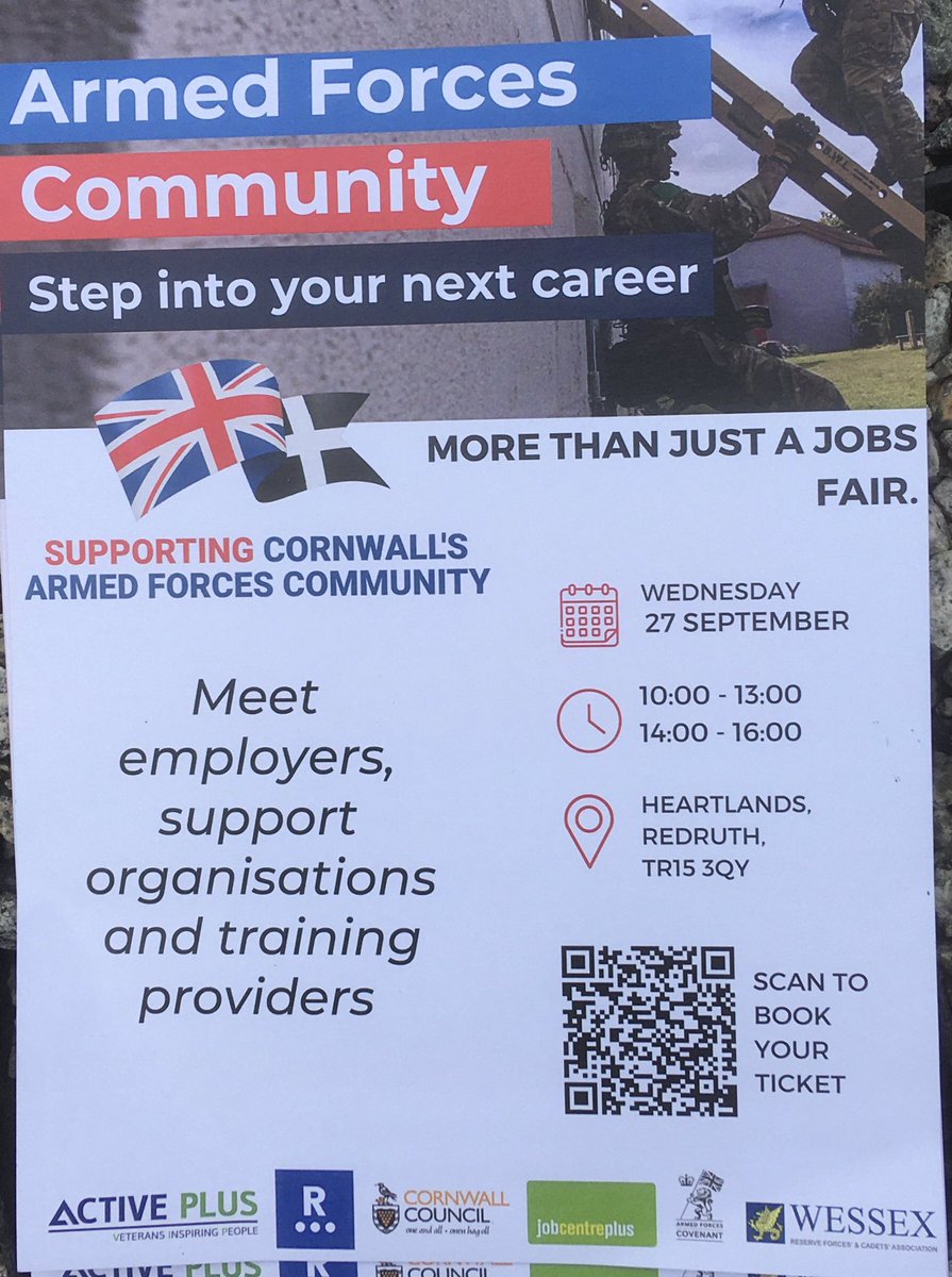 We’re looking forward to joining the Army Engagement Team at tonight’s meet the army event where we’ll be promoting all things Active Plus and Cornwall’s Armed Forces Careers Fair.  #veteransinspiringpeople