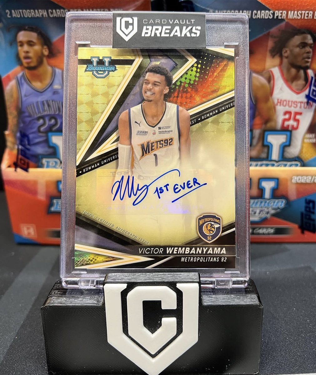 gurucollects's tweet photo. 🏀 BREAKING NEWS 🏀 

The Victor Wembanyama Bowman Best 1/1 Superfractor autograph card has been pulled by @CardVaultUS.

This is the best Wemby card to ever publicly surface, and would likely fetch $50k-$100k at auction. https://t.co/OsUqKUvv98