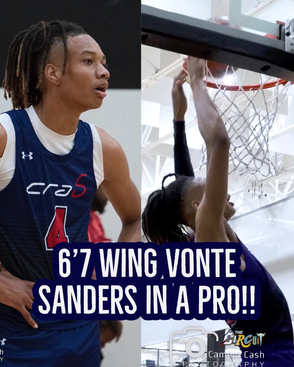 CameraCashMedia's tweet image. 6’7 Wing @vontesanders2 was probably the most college ready athlete I seen at @TheCircuit. His jump shot is pro ready and with a 7 ft wing span he blocks shots and tip balls on the defensive end. Radar 📈 @Crab5Basketball #thecircuit