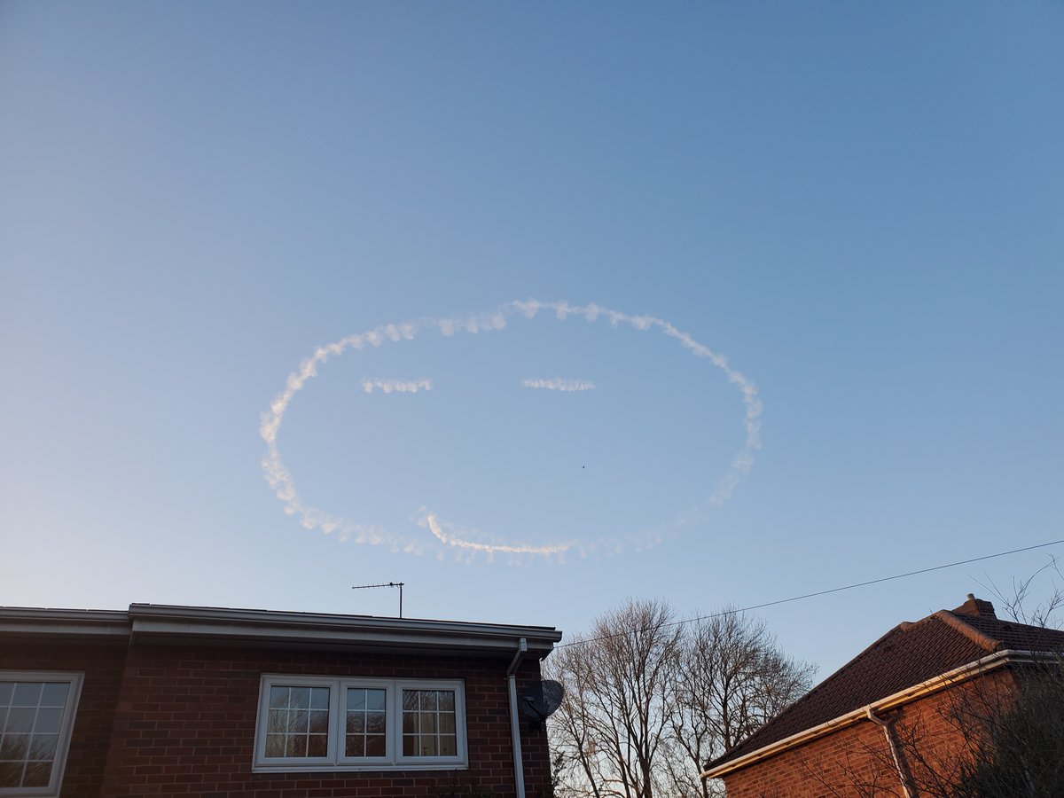 quantSS's tweet photo. @Ramis_Movassagh Pilots seem to enjoy some light-hearted sky graffiti. I noticed this last Feb next to my house. Local RAF pilots had some fun. https://t.co/dThD3o2Vkl
