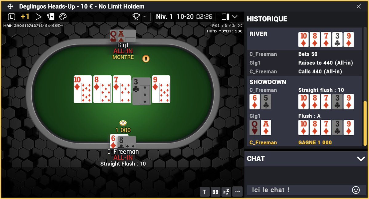 Word. #poker #holdem #headsup #straightflush