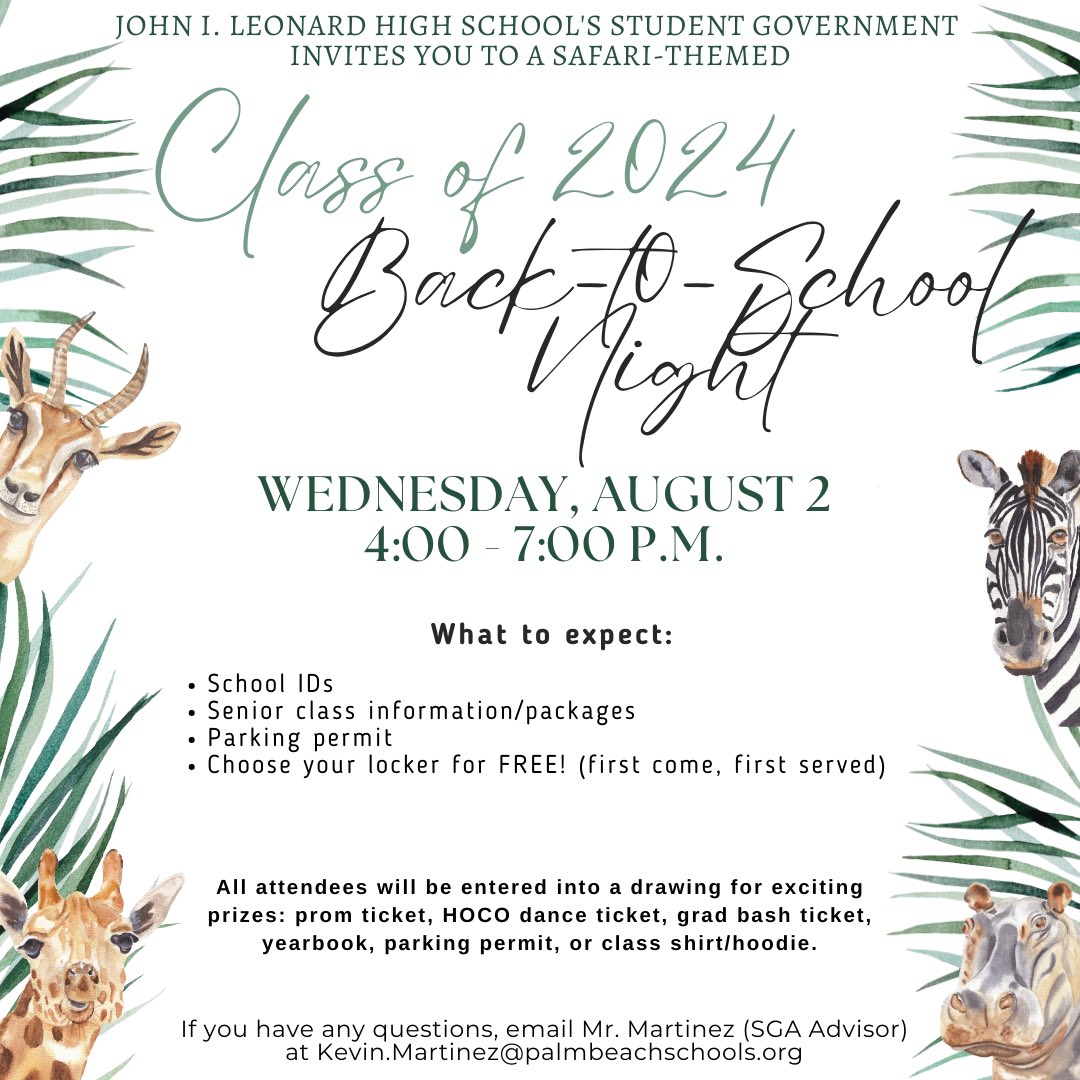jilhsgvt's tweet photo. Lancers, get ready for an adventure! 🤩 🗺️ 

SGA is excited to invite you to our ✨safari-themed✨Back to School Nights and Freshman Orientation in early August!☀️ 👉Swipe to see your grade.

We can’t wait to see you there!🦁🦍🦓🦏 🐅🐆 #LancerPride #LoudandProud #LancersExplore https://t.co/aLa0BMgxyj