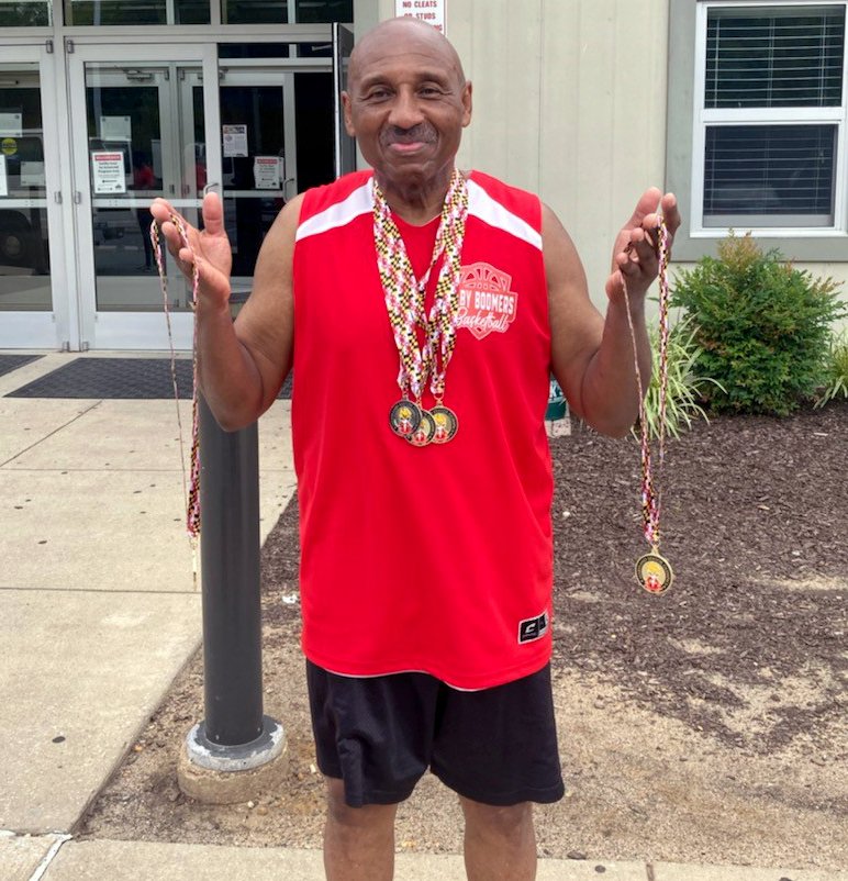 mdsrolympics's tweet photo. Congrats to our flag bearers @SeniorGames1 in Pittsburgh: Ronald Perry (Seat Pleasant) and brothers Dennis Bass (Emmitsburg) and Fran Bass (Laurel). They will lead a huge #Maryland contingent and carry the state flag at the Celebration of Athletes ceremony July 14. https://t.co/jlgoImKjqQ