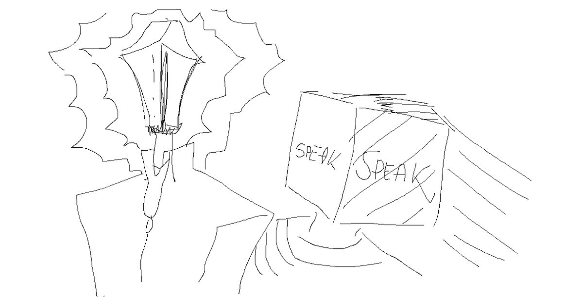 shinakazami1's tweet image. Also,,, if anybody here is into #TheBeginnersGuide,, pls talk to me,,,,,
(ms paint sketch of Coda and game Davey)