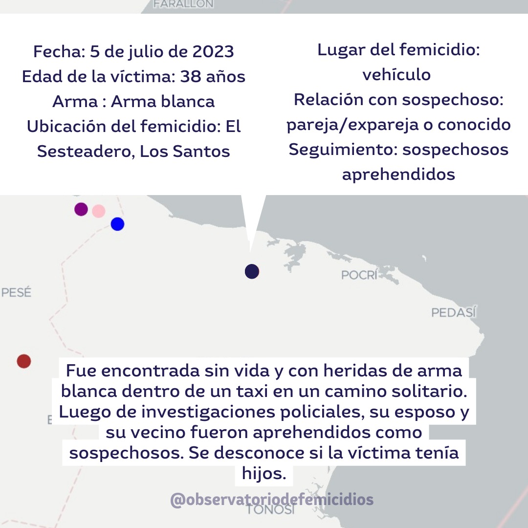🚨Femicidio reportado en Los Santos. La víctima tenía 38 años. Hay dos sospechosos aprehendidos. 🚨