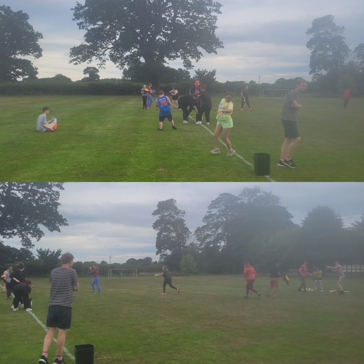 DerwenBen's tweet photo. Not quite the scorching weather we'd hope for, but the waterfight was great fun nonetheless! Safe to say, I got absolutely soaked 😂 hope everyone had a great time! @SteveE_Derwen @DerwenCollege https://t.co/0nGLBLmvOh
