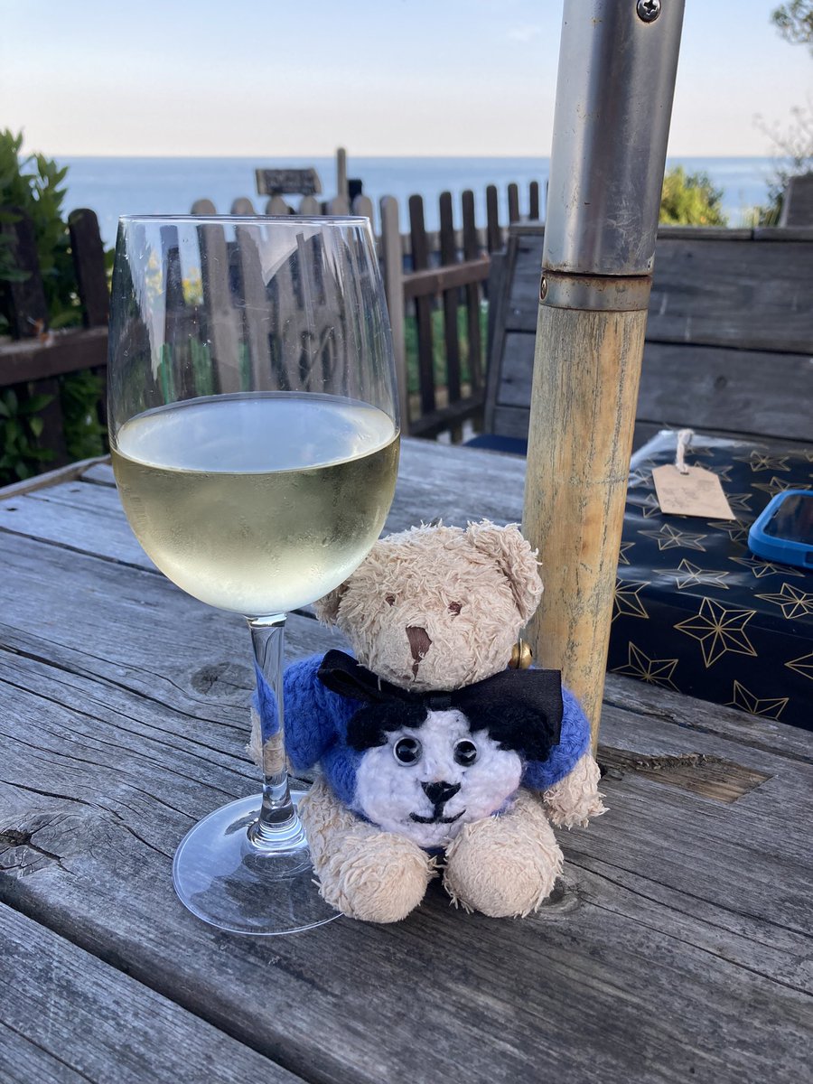 It’s been a while but I’m back! Enjoying the evening sun with some new friends of mummy’s at the seaside! We are in the bar, of course 🙂