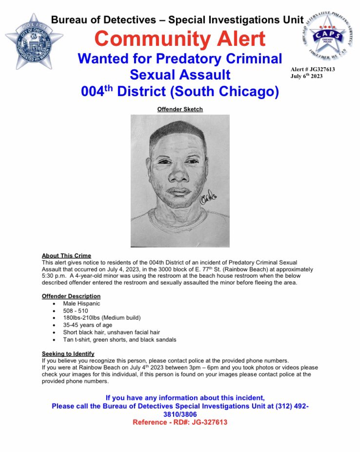 TAhern_'s tweet photo. WANTED for PREDATORY CRIMINAL SEXUAL ASSAULT @ChicagoCAPS04 @Area2Detectives Special Investigations Unit #ChicagoPolice https://t.co/cFtjG9Msai