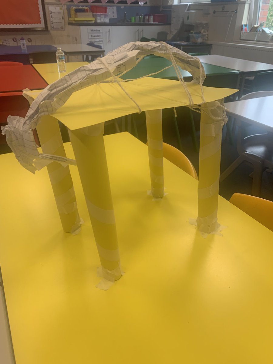 Zircon class had to build a bridge this week.  They were not given many materials and they had to see which would support the most glue sticks.  Yellow table won with this design. They worked well as a team and used their materials wisely.  #beaproblemsolver #theharmonypledge