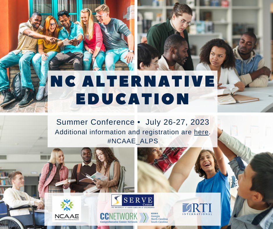 NCAAE_ALPS (@ncaae_alps) on Twitter photo On behalf of <a href="/NCAAE_ALPS/">NCAAE_ALPS</a> <a href="/SERVECenter/">SERVE Center at UNCG</a> <a href="/Region6CC/">Region 6 Comprehensive Center</a> & <a href="/RTI_Intl/">RTI International</a>, check out the North Carolina Alternative Education Summer Conference. Register/learn more👇🏽 amaze.rti.org/event/alps-sum… On behalf of <a href="/NCAAE_ALPS/">NCAAE_ALPS</a> <a href="/SERVECenter/">SERVE Center at UNCG</a> <a href="/Region6CC/">Region 6 Comprehensive Center</a> & <a href="/RTI_Intl/">RTI International</a>, check out the North Carolina Alternative Education Summer Conference. Register/learn more👇🏽 amaze.rti.org/event/alps-sum…