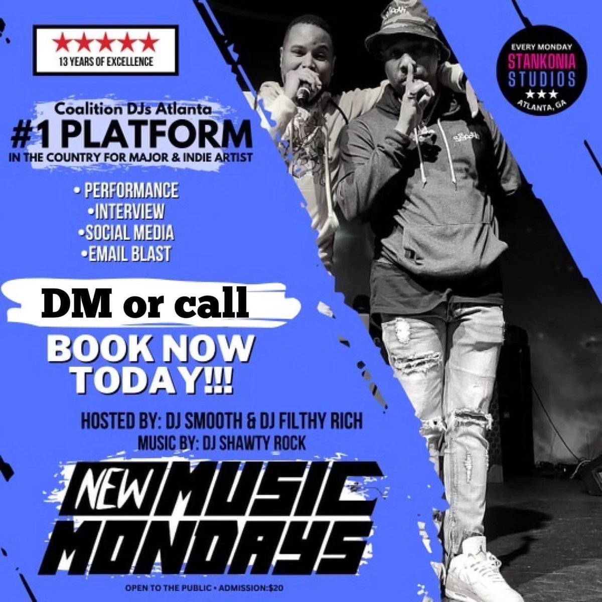 SWATSNation's tweet image. coalitiondjsatl Each &amp;amp; every Monday in Atlanta! PULL UP‼️

#NewMusicMondays 🔥🔥🔥 #CoalitionDJs Call, DM, or contact your Coalition DJ to perform! (open to the public)! 🔌

*
*
*
...

#SWATS #ATL - Swats.com