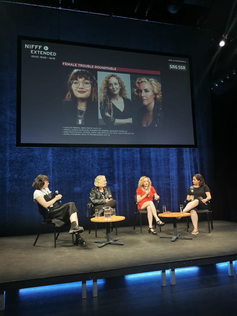 sitgesfestival's tweet photo. 🧛🏻‍♀️ Ahir al Neuchâtel International Fantastic Film Festival, amb la companyia immillorable de Carlota Pereda i Anna Bogutskaya, vam presentar WomanInFan a la taula rodona Female Trouble. #NIFFF2023 🧛🏻‍♀️ https://t.co/0iiDDzG40s