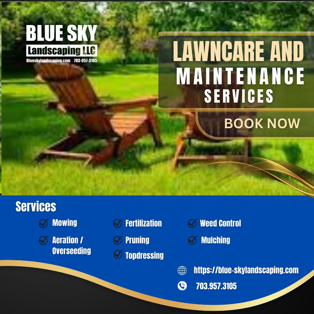 Is your lawn in need of some TLC? Our team of experts can provide comprehensive lawn care services including mowing, fertilizing, and weed control. 

blue-skylandscaping.com/lawn-care

#lawncare #landscaping #pruning #lawnmaintenance #yardwork #workinloudoun #fertilization