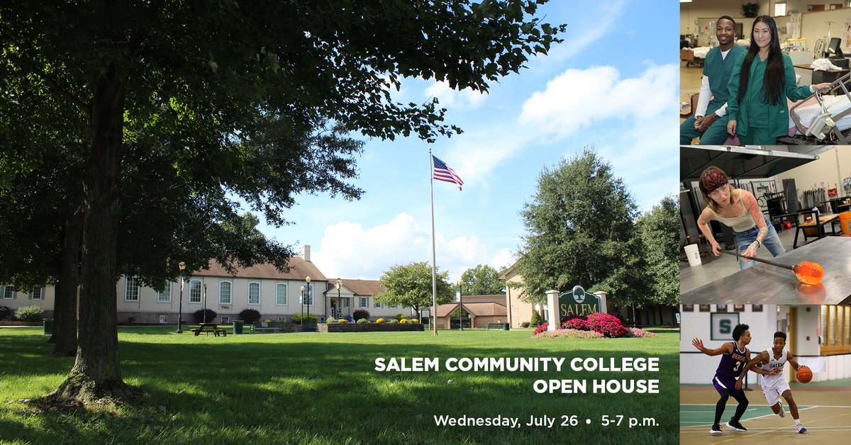salemccnj's tweet photo. Salem Community College Open House. Wednesday, July 26, 5-7 pm.

Attend the Open House to:
-Learn about SCC's majors, financial aid and Mighty Oaks Athletics
-Speak to an academic advisor
-Tour the campus

Sign up for the Open House at https://t.co/hB2B06bkSF

Se habla español https://t.co/B0jJiYu6dF