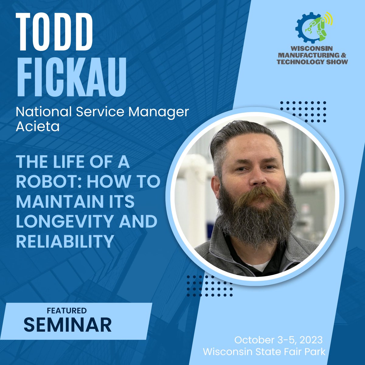 Bring your questions and unlock the key to maximizing your robotic investments and operational success! The Life of a Robot : How to maintain its longevity and reliability - Presented by Todd Fickau, National Service Manager at Acieta. #roboticseducation #smartmanufacturing