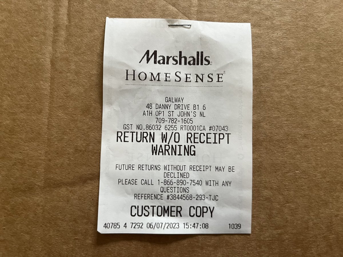JohnRiche's tweet photo. Apparently the Marshalls on Galway thinks I’m running a women’s apparel grift. I lost the bill to my daughters stuff she wanted returned, gave them my license and said a gift card was fine.  Now I’m blacklisted by @LifeAtTJXCanada . https://t.co/LIBxsWI8mI