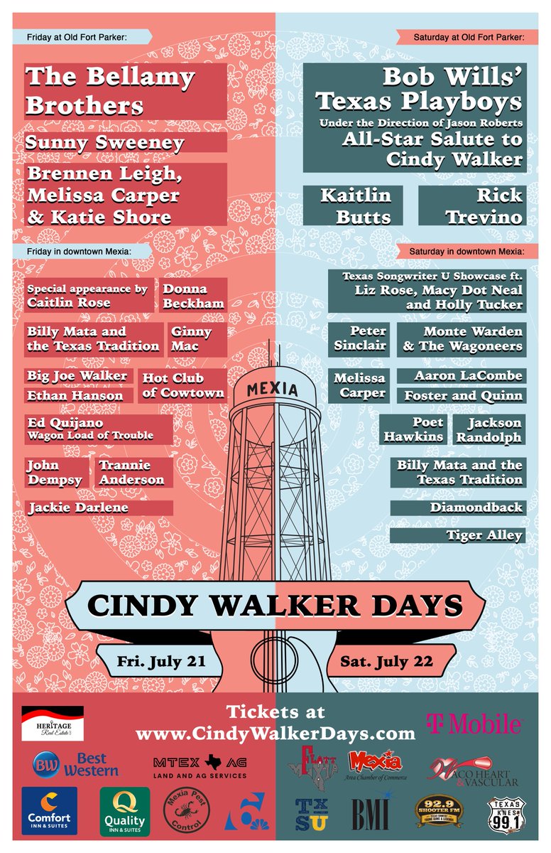 cindywalkerdays's tweet photo. A little preview our downtown Mexia setup during Cindy Walker Days! Then head on over to Old Fort Parker in the evening for live music and a whole lotta fun! Tickets are at https://t.co/zqdcKdGlcm https://t.co/3lfSRNusFP