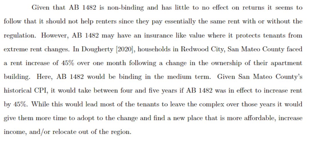 This paper finds that California's rent control at CPI+5% on buildings 15 years or older should have no impact on housing supply while providing tenants with insurance against extreme rent increases pauljfisher.com/rent-control